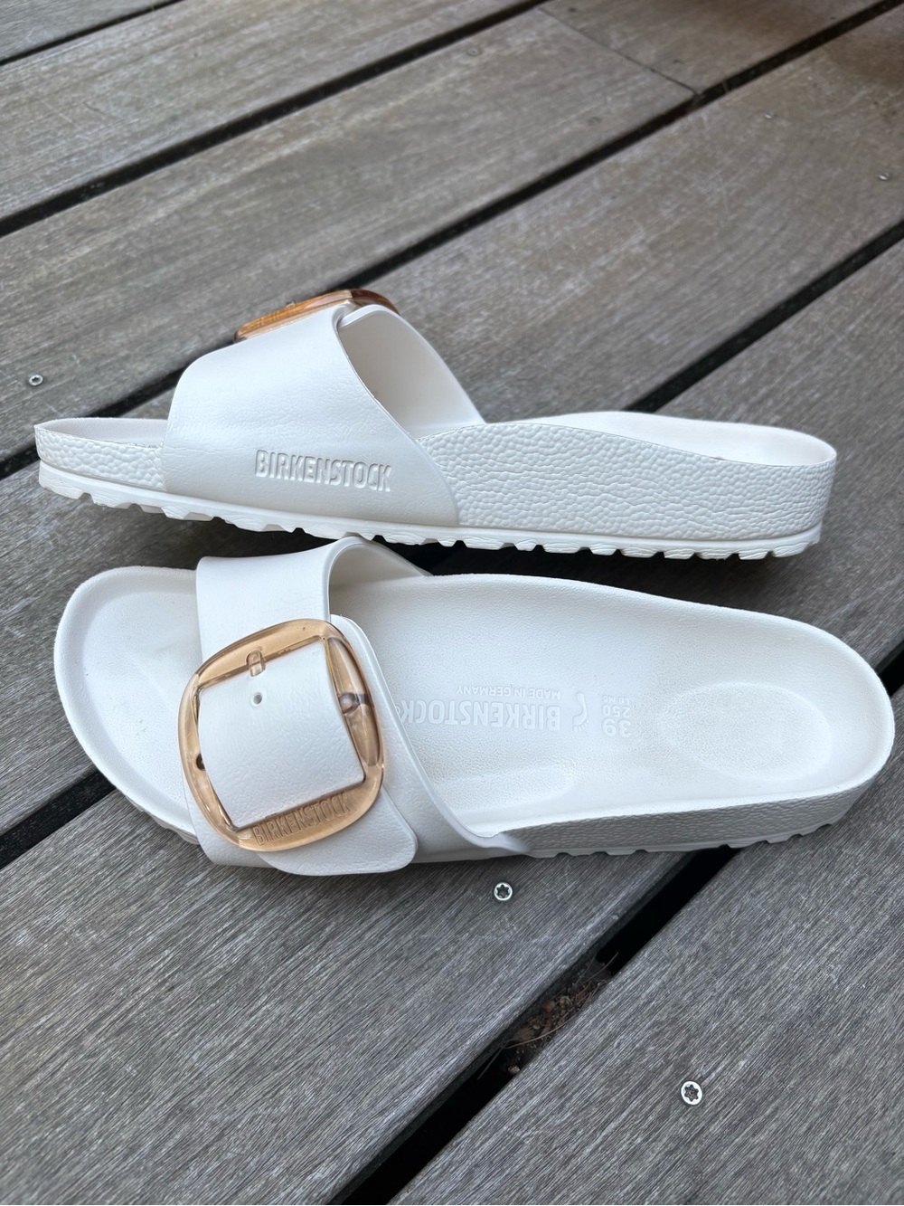 Birkenstock White Madrid Big Buckle EVA Slide - Picture 2 of 8
